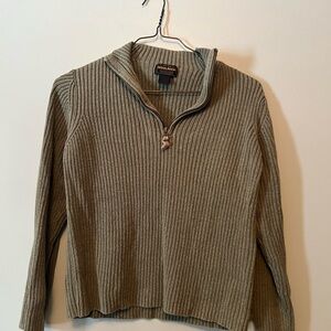 Woolrich Men's Ribbed Zip-Up Sweater in Olive